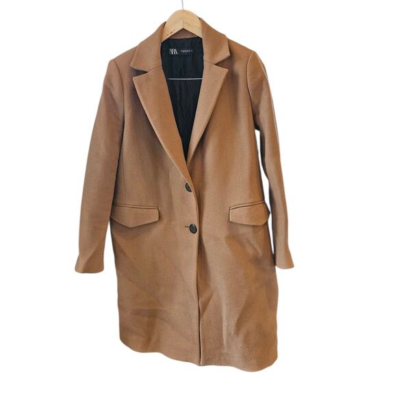 Zara Wool Blend Tan Pea Coat, Women's EUR SIZE M, USA size Medium. - Picture 2 of 7